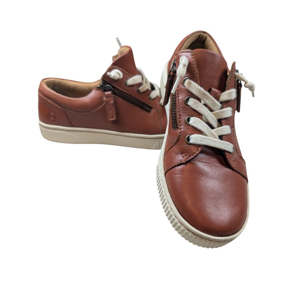 Born Paloma Brown Leather Zip-Up Laced Sneakers Shoes Size Womens 6.5 Comfort - Picture 5 of 11